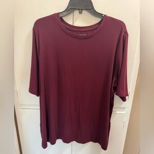 Nine West Soft Spun 2x Ribbed Burgundy Short Sleeve T-Shirt